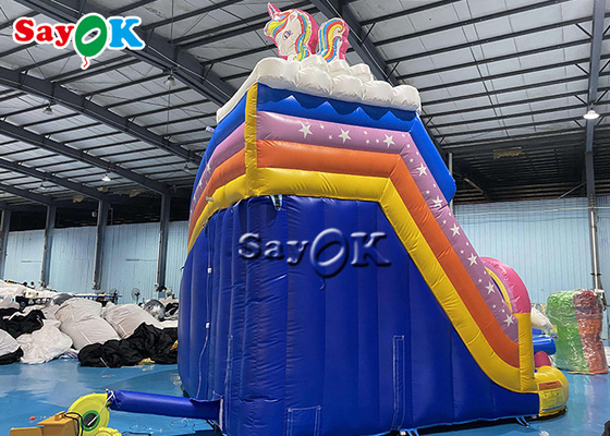Diapositiva de Unicorn Themed Inflatable Bounce House con la bola Pit Pool