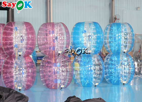 La bola de parachoques de Zorb del carnaval de los juegos del adulto TPU del cuerpo inflable del PVC fijó fútbol inflable rosado azul transparente de la burbuja