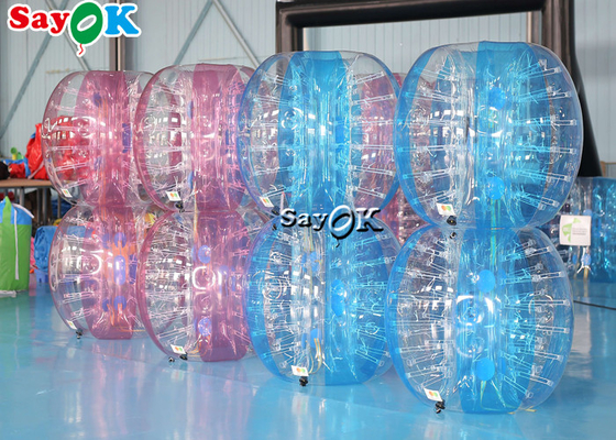 La bola de parachoques de Zorb del carnaval de los juegos del adulto TPU del cuerpo inflable del PVC fijó fútbol inflable rosado azul transparente de la burbuja