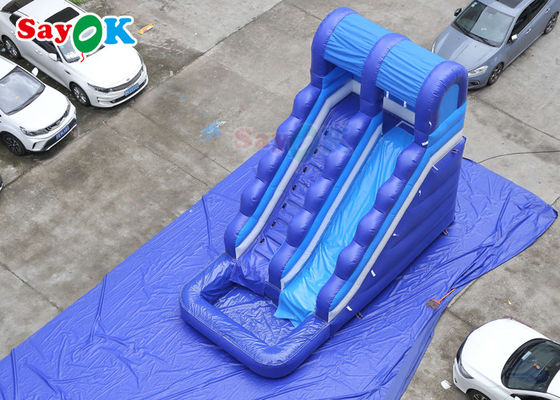 Increíble divertida barandilla tobogán de agua inflable con salto de la piscina tobogán de agua inflable para niños