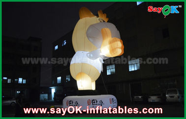 Color blanco de la historieta inflable de la vaca de Oxford del gigante de los 10m de la publicidad con la luz llevada