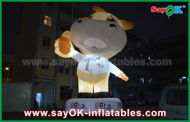 Publicidad 10m gigante Oxford vaca inflables dibujos animados de color blanco con luz LED personajes de dibujos animados para fiestas de cumpleaños