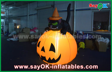 Gato inflable durable de la calabaza de las decoraciones del día de fiesta de Halloween con la iluminación llevada