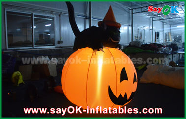 Gato inflable durable de la calabaza de las decoraciones del día de fiesta de Halloween con la iluminación llevada