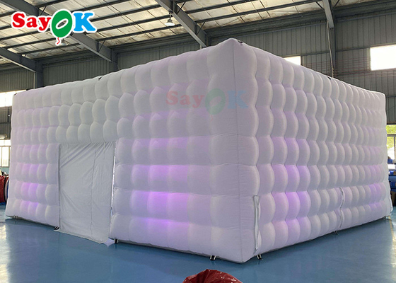 Giant convenient mobile 8x8x4m outdoor white inflatable tent with LED lights for happy parties