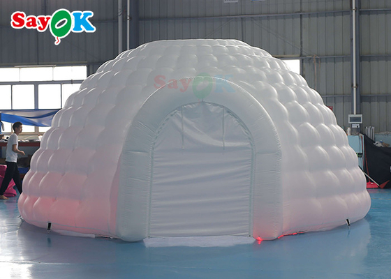 Tienda de iglú inflable LED de color blanco puro Tienda de iglú inflable cúpula redonda para eventos de fiesta de discoteca