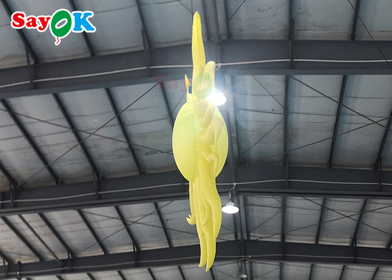 Decoración de iluminación inflable amarilla portátil modelo de sol colgante