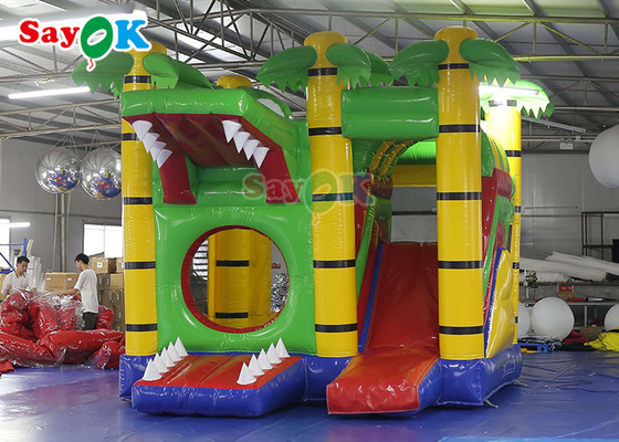 Castillo animoso inflable del cocodrilo verde lindo para el castillo de salto de Inflable del bebé de los niños