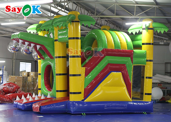 Castillo animoso inflable del cocodrilo verde lindo para el castillo de salto de Inflable del bebé de los niños