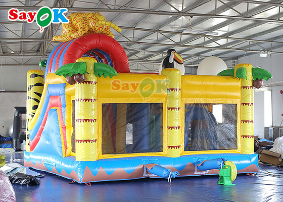 Casa animosa del castillo de la despedida de Forest Animal Inflatable Jumping Slide del parque zoológico del patio de los niños