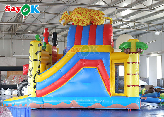 Casa animosa del castillo de la despedida de Forest Animal Inflatable Jumping Slide del parque zoológico del patio de los niños