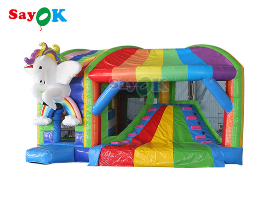 Castillo de salto inflable Unicorn Bouncy Castle With Slide de los niños del arco iris