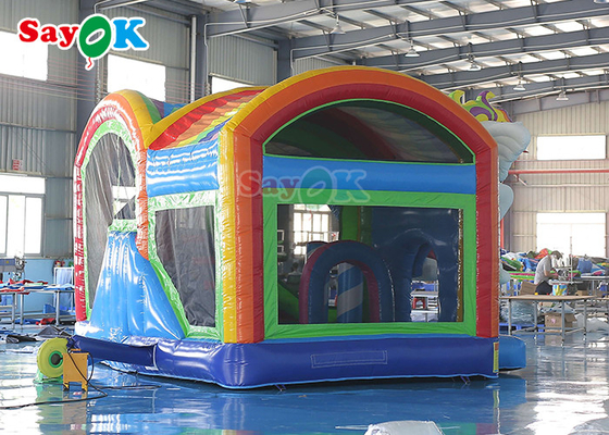 Castillo de salto inflable Unicorn Bouncy Castle With Slide de los niños del arco iris