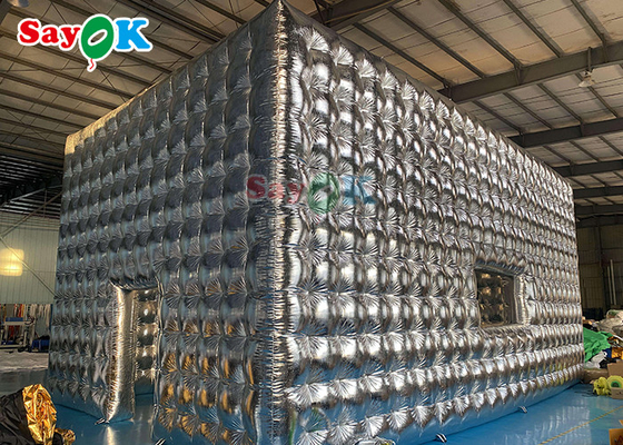 Tienda de cubo inflable de plata personalizada para fiestas de bodas, espectáculos de exposiciones, eventos, tiendas de aire inflable