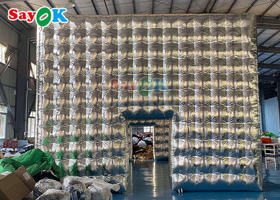 Tienda de cubo inflable de plata personalizada para fiestas de bodas, espectáculos de exposiciones, eventos, tiendas de aire inflable
