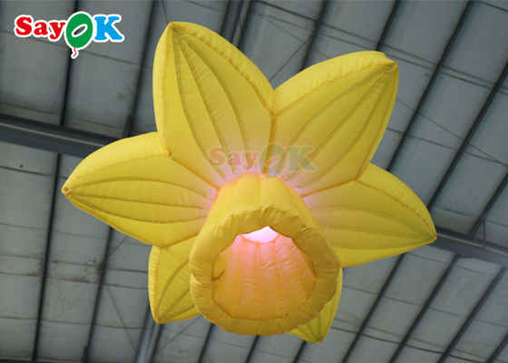 Flores inflables color de rosa colgantes de la decoración de la iluminación del amarillo el 1.0m con el LED
