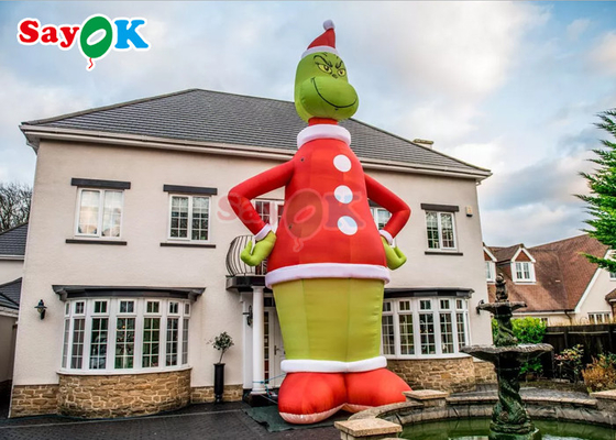 30ft Grinch inflables personajes de dibujos animados Monstruo verde sombrero de Navidad Household inflables de pie de decoración