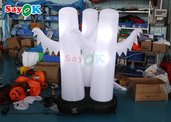 4Decoraciones inflables de Halloween de 3 fantasmas con luz LED
