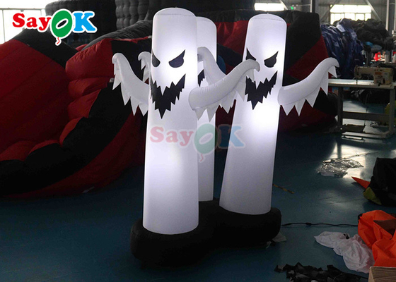 4Decoraciones inflables de Halloween de 3 fantasmas con luz LED
