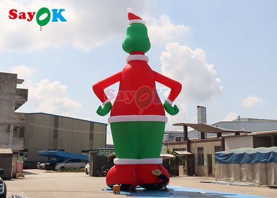Verde y Rojo 32.8ft Alto Grinch Inflatable Soplado en Aire Con Decoración de Casco