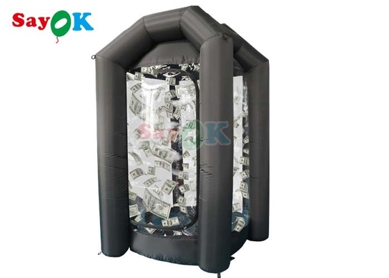 0.44mm PVC Cubo de efectivo inflable Booth Negro Cubo de efectivo rápido máquina de dinero inflado agarre para eventos de promoción