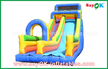 Salto infláble / Seguridad PVC Tarpaulin Salto infláble Slide Amarillo / Azul Para jugar