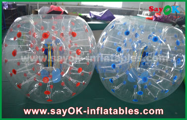 Los juegos inflables grandes rojos de los juegos inflables del fútbol/azules transparentes de los deportes burbujean el fútbol el 1.5m para acampar