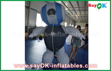 Robot inflables gigante personalizado 2mH Robot de tela de Oxford productos inflables personalizados Azul para publicidad