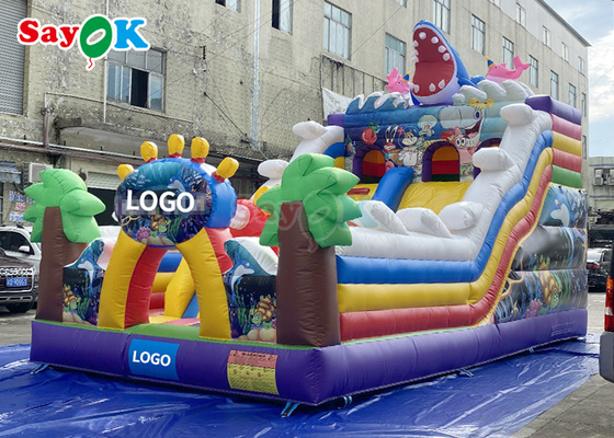 Deslizamiento de tiburón inflable Deslizamiento de salpicador inflable comercial Deslizamiento de dibujos animados Casa de salto inflable Niños Salto de deslizamiento