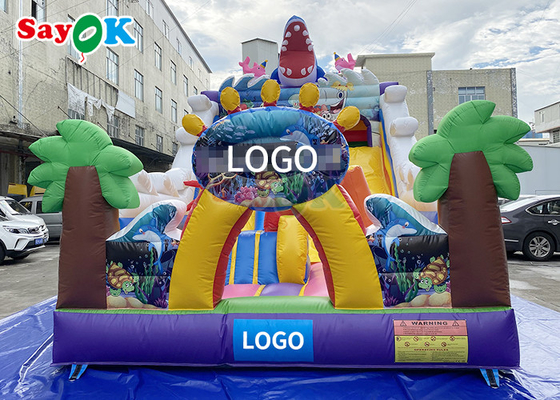 Deslizamiento de tiburón inflable Deslizamiento de salpicador inflable comercial Deslizamiento de dibujos animados Casa de salto inflable Niños Salto de deslizamiento
