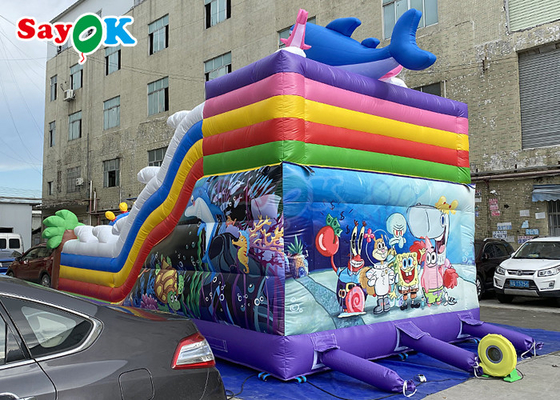 Deslizamiento de tiburón inflable Deslizamiento de salpicador inflable comercial Deslizamiento de dibujos animados Casa de salto inflable Niños Salto de deslizamiento