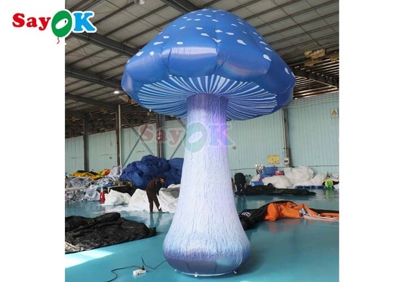 13.1ft Impresión completa de hongos inflables LED luz azul de aire decoración de eventos de hongos