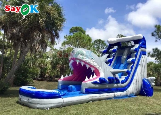 40 pies de entretenimiento inflables tiburón doble tobogán grandes toboganes de agua inflables al aire libre