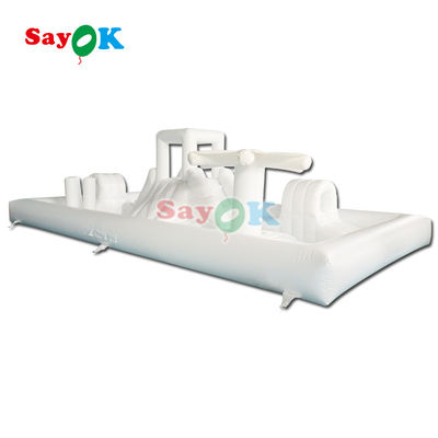 Equipo de juego suave comercial personalizado White Splash Pad Inflatable Parque acuático Slide del castillo de rebotes