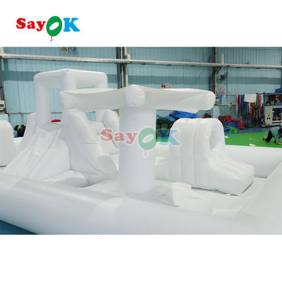 Equipo de juego suave comercial personalizado White Splash Pad Inflatable Parque acuático Slide del castillo de rebotes