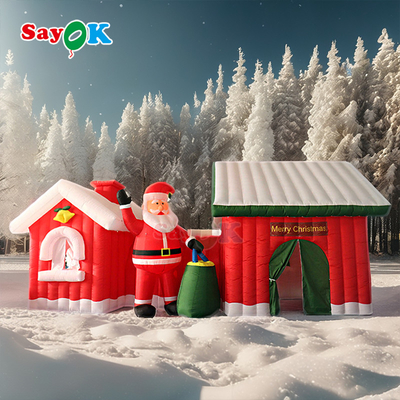 Diseño gratuito 9m Gigante Navidad Inflatable Casa de Santa tienda de campaña