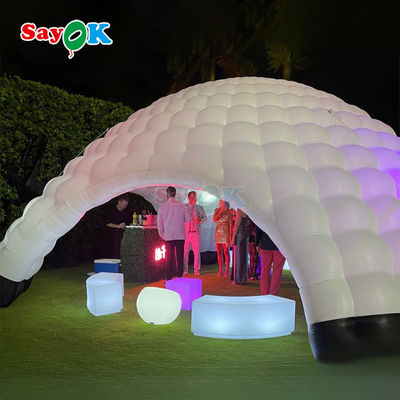 Tejido de Oxford resistente al agua Luces LED coloridas Cúpula exterior Tienda de iglú inflable con soplador