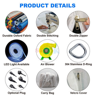 Tejido de Oxford resistente al agua Luces LED coloridas Cúpula exterior Tienda de iglú inflable con soplador