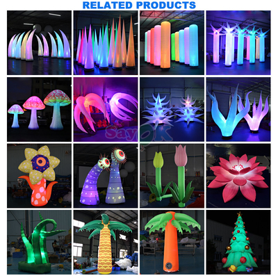 Diseño 3D gratuito comercial gigante inflable flor rica inflables flores maceta con luz LED