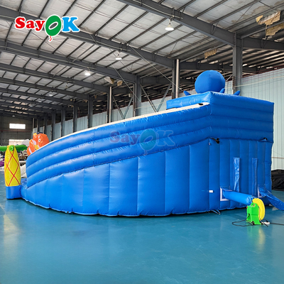 Gran tobogán inflables combinado de tiburón tobogán inflables de agua de piscina tobogán inflables comerciales de agua para venta al por mayor