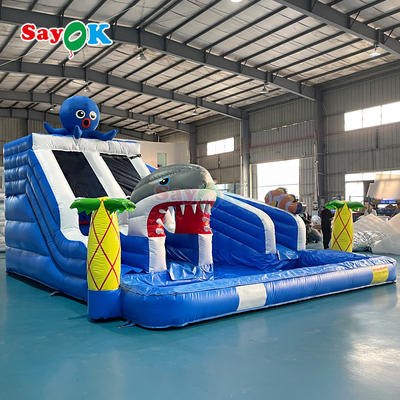 Gran tobogán inflables combinado de tiburón tobogán inflables de agua de piscina tobogán inflables comerciales de agua para venta al por mayor