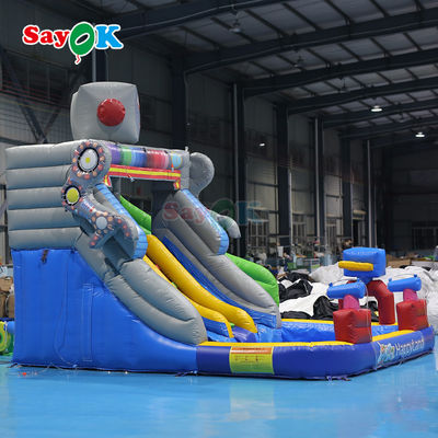 Gran patio de juegos al aire libre Para niños Castillo de salto Tema de dibujos animados Salto portaaviones Niños Inflables Castillo portaaviones Inflables con soplador