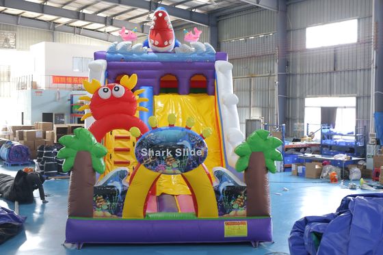 Deslizador seco inflable impreso a medida con diseño de castillo rebobinado para eventos infantiles