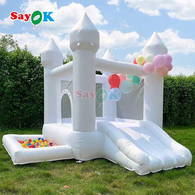 Castillo hinchable blanco Sayok, pequeño, hinchable, para bodas, fiestas, casa de rebote, tobogán para niños