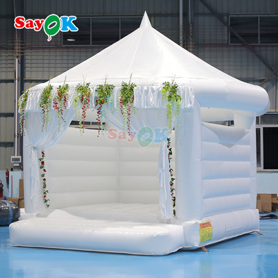 Sayok Casa inflable blanca para saltar Fiesta al aire libre Boda Castillos hinchables inflables