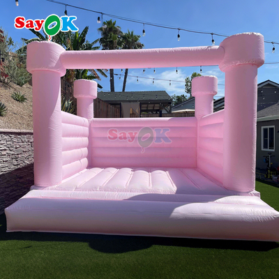Casa inflable pequeña rosa, castillos hinchables blancos para fiestas de cumpleaños