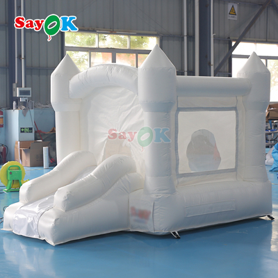 Casa inflable pequeña rosa, castillos hinchables blancos para fiestas de cumpleaños