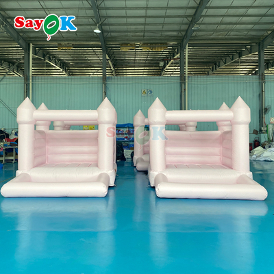 Casa inflable pequeña rosa, castillos hinchables blancos para fiestas de cumpleaños