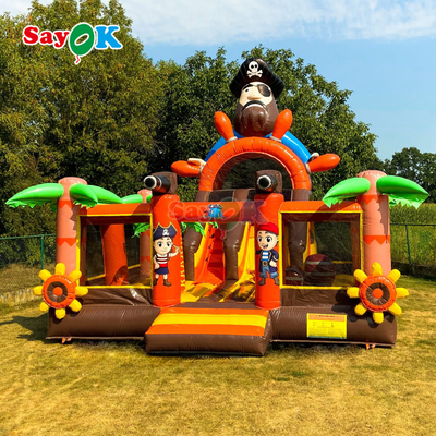 Casa inflable con tobogán y combo de barco pirata Sayok para uso comercial