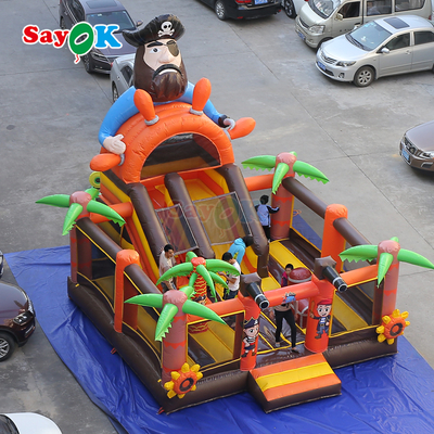 Casa inflable con tobogán y combo de barco pirata Sayok para uso comercial